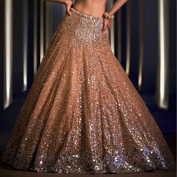 SEEMA GUJRAL Gold & Silver Embroidered Lehenga Dress Set for Bridal or Wedding - Picture 12 of 17